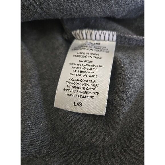 John Deere Charcoal Grey Long Sleeve Crewneck Tee Embroidered Tractor L - Picture 8 of 16